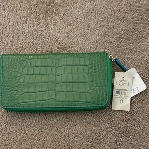 LOFT Emerald Croc-Embossed Wallet